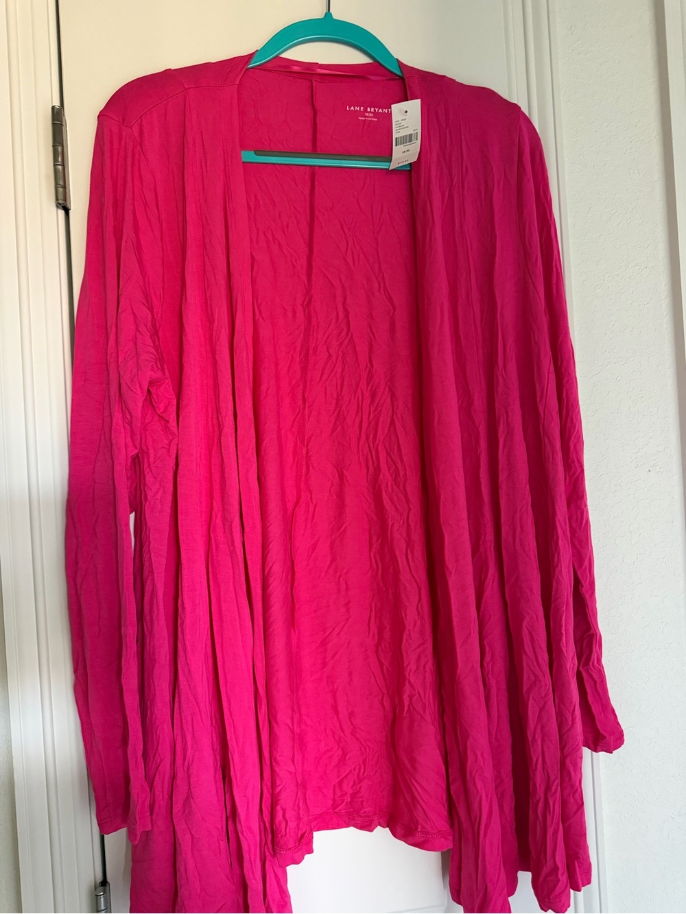 Lane Bryant Hot Pink Open-Front Lightweight Cardigan